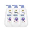 Dove Body Wash with Pump 3 Count Anti-Stress Blue Chamomile & Oat Milk, for 24hr Lotion-Soft Skin Moisturizing Skin Cleanser with No Sulfates No Parabens