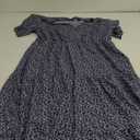 Plus Size Women Summer Boho Floral Tiered Midi Casual Dress with Pocket Short Sleeve V Neck(KEL6003, 18, Nblue White Fl)