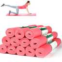Amylove 12 Pieces Yoga Mats Bulk 68x24x0.12 Inch Exercise Non Slip Fitness Workout Mats for Women Men Home Workout Gym Yoga(Pink)