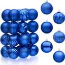 JOIEDOMI 24 Pcs Blue Christmas Balls Ornaments Set, 2.36" Shatterproof Xmas Tree Ornaments, Christmas Hanging Ornaments Decorations for Tree Wreath Garland Holiday Wedding Indoor Party Decor
