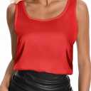 CHICMERS Women Silk Satin Tank Tops Sleeveless Camisole Blouses Scoop Neck Summer Basic Tank Shirt Business Casual Outfits Red L