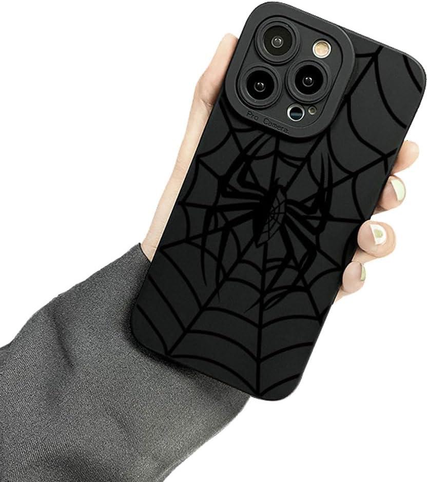 Cute Phone Case Compatible for iPhone 17, Black Spider Web Halloween Designed Soft TPU Anti-Fall Anti-Scratch Shockproof Bumper Protective Phone Cover