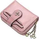 Small Wallet for Women Mini Leather Cash Wallets Zip Bifold Goth Purse Vintage Wallet Grunge Coin Pocket (Pink)