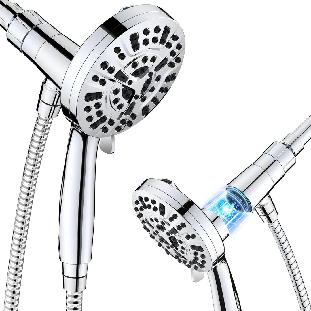 VOXON Magnetic High Pressure Shower Head, 10-Mode Handheld Shower Head, Built-in 2 Power Wash, Adjustable Shower Head with Handheld with Magnetic Docking & 60'' Hose, 2.5 GPM Showerhead with 5'' Face