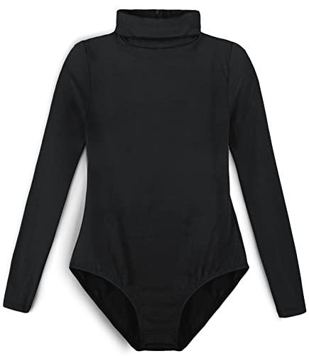 Tegmk Girls' Team Basic Turtleneck Long Sleeve Leotard with Durable Snaps, Front Lining, Zipper Back(6039-06-M) 4-6 YR M