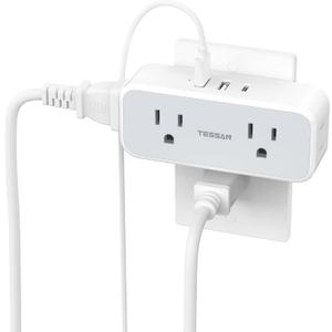 Surge Protector Outlet Extender, TESSAN Multi Plug Splitter with 4 Electrical Outlets 3 USB Ports(1 USB C), Multiple Plug Mini Wall Expander for Home Bathroom Office Dorm Room Essentials