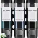3 Pack Shampoo and Conditioner Dispenser, Shower Soap Dispenser 3 Chamber No Drill Wall-Mounted, Body Wash and Shower Dispenser Set for Shower Wall, Elegant Large Capacity for Bathroom Hotel, Black