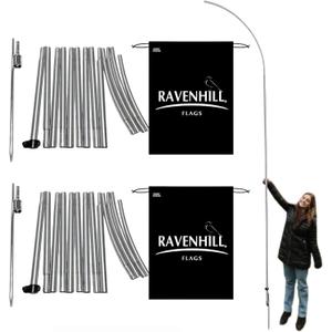 Ravenhill Feather Flag Pole Kit up to 13 FT with Rotating Ground Stake, Made with Reinforced Aluminum, Resists Winds of 40 MPH, Great for Business Advertising Outdoor (2-Pack Pole Set)
