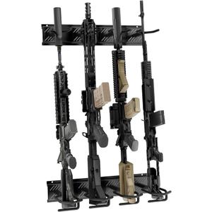 Heavy Duty Steel Gun Rack - Wall Mount, Adjustable 4/8/12 Slot Indoor Gun Racks, Securely Display Shotgun & Rifle