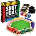 Original Classic 2-6 Player Shut The Box Game, Math Dice Board Game for Family Night Classroom Travel, Wooden Classic Table Top for Group Kid Adult Senior Party Easy Quick and Fun