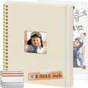 8.5x11 Inch Scrapbook Photo Album, Linen Cover DIY Scrapbooks with 10 Sheets Plastic Sleeves 20 Pages Memory Book for Wedding Birthday Baby Travel (Beige)