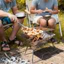 Portable Fire Pit with Grill for Camping, Heavy Duty Collapsible Foldable Fire Pit with Campfire Grill & Carry Bag for Outdoor, Backyard, Patio, Picnic, BBQ