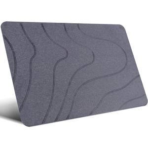 Stone Bath Mat 23" x 15" - Diatomaceous Earth Stone Bathroom Quick Drying Mats - Bathmat Matt Stone Small Shower Crushed Algae Bathstone - Dry Absorbing Rug - Ceramic Absorbent Mat (Dark Grey)