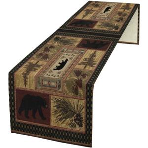 Rustic Bear Table Runner Retro Pine Cabin Farmhouse Style Home Kitchen Table Decoration 13 "X36