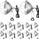 Macarrie 12 Pack 10.5 Inch Clamp Lamp Light with Aluminum Reflector, 6ft SPT-2 18awg Cord and Adjustable Stand Fixture E26 Socket, up to 150 Watt, with Bulb Guard