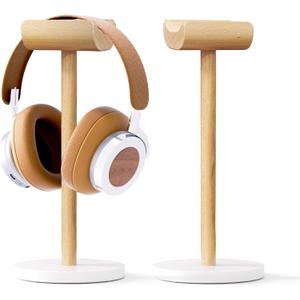 Wood Headphone Stand with Marble Base, Universal Headset Stand for Desk, Headphone Holder for Gaming, Music Headset Accessories 1 Pack(DP030) (brown)