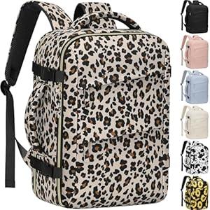 Tenot Large Travel Backpack for Women Personal Item for Airlines17 Inch Laptop Backpack College Business Work Weekender Hiking Travel Essentials Womens Travel Backpack Leopard Print
