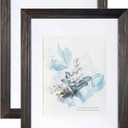 KAIWIN 100% Solid Wood Coffee 11x14 Picture Frame 2 Pack - Display Picture 8x10 with Mat, HD Plexiglass Inside, Rustic Wooden Photo Frames for Wall Mounting