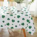 MATIRUG St Patricks Day Tablecloth for Rectangle Tables 52x70 Inch,Washable Shamrock Table Cloth,Green and White Spring Waterproof Tablecloths for Party Celebration Kitchen Dinner Outdoor