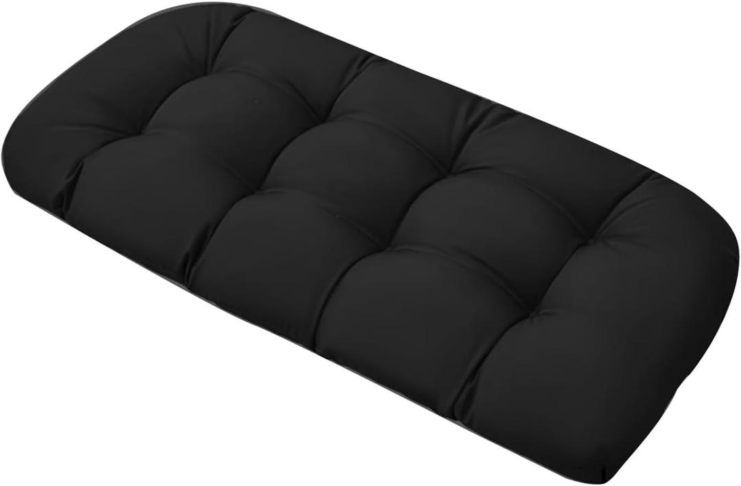 Outdoor Bench Cushion 48X19 Inch Patio Chair Cushions Tufted Porch Swing Cushions Patio Bench Cushion with High Elasticity PP Cotton for Indoor/Outdoor (Black)