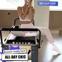 2 Pairs Women's Cute Pilates Ruffle Socks, Grippy Non-Slip Crew Socks with Embroidery for Yoga Barre Workout