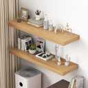 Dreamland 48" Floating Shelves for Wall, 12" Deep Thicker Oak Floating Shelves, Wall-Mounted Shelves for Bedroom, Living Room, Kitchen, Bathroom - Set of 2