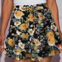 BETTE BOUTIK Women Flowy Tennis Skorts Chiffon Summer Boho Casual Dressy Floral Comfy Cute Mini Skirts Loose Ruffle Western Going Out Chic Shorts Black Yellow Flower M