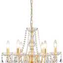 Crystal Chandelier Light Fixture, Modern K9 Crystal Chandeliers for Dining Room, 6-Lights Gold Ceiling Light, Adjustable Hanging Pendant Light Fixture for Living Room Entryway Kitchen Island Hallway