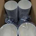 LITOPAK 100 Pack 16 oz Disposable Paper Coffee Cups with Lids for Coffee, Water, Juice, or Tea, Blue and Gray Hot Paper Cups for Home, Restaurant, Store, and Cafe