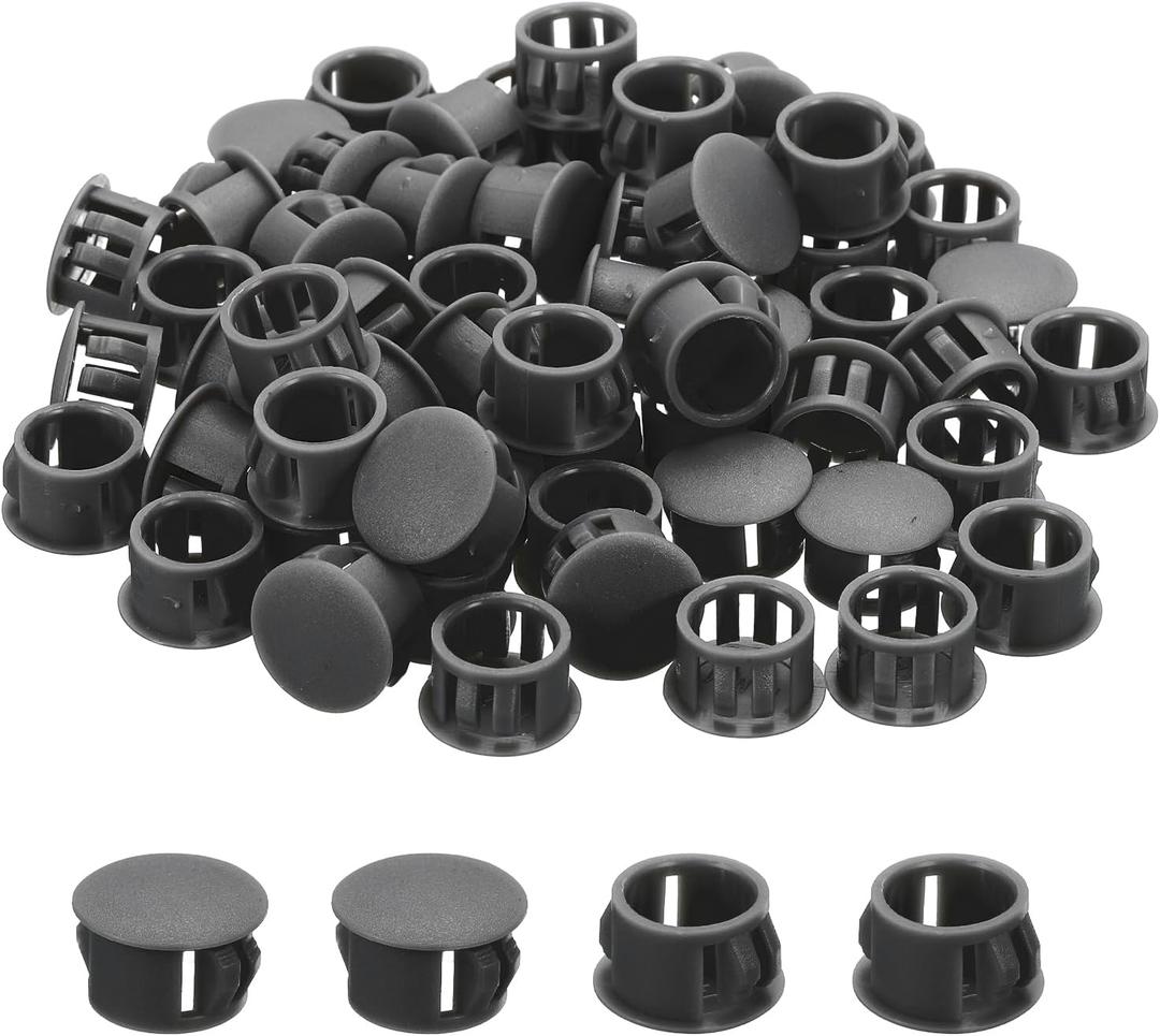 MECCANIXITY 68Pcs Plastic Hole Plugs, 5/8" x 7/16"(DxH) Hole Cover Tubing End Cap for Round Holes(14mm), Table Chair Floor Protector Furniture Cupboard Shelves, Black
