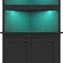 TEENFON Corner Cabinet, Tall Corner Hutch with 5 Shelves & 2 Doors, Bathroom Cabinet with Adjustable Shelf, for Living Room, Kitchen, Bathroom, Black