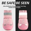 Dog Shoes for Small Dogs, Dog Boots & Paw Protectors for Hardwood Floors, Outdoor Dog Booties for Hot Pavement Winter Snow Hiking, Waterproof Dog Shoes with Reflective Strips Size 1, Pink