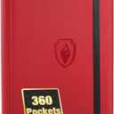 Premium 9 Pocket Card Binder for 360 Cards, Fabmaker PU Cover Trading Card Binder, Sturdy Card Collection Album, Sleek Card Holder Folders for Game Cards & Sports Cards, Red