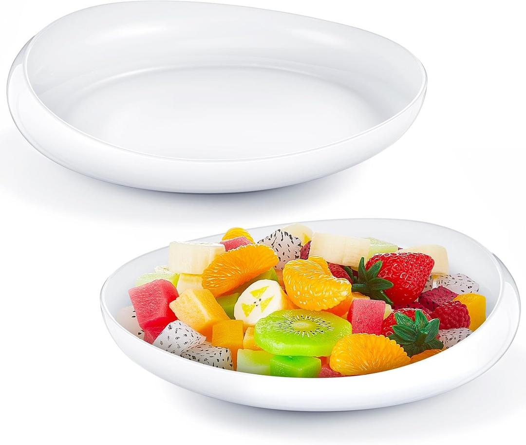 Hushee 2 Pcs Adaptive Scoop Plates 8 Inches Scooped Dish Suction Bowls with Silicone Anti-Slip Rubber Ring Eating Utensils for Elderly Disabled Handicapped from Parkinsons Dementia Stroke