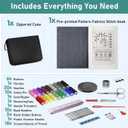 New Embroidery Stitch Book Kit for Adults & DIY Craft Lovers,Portable Embroidery Kit for Beginners Enthusiasts,Includes Guide to 106 Patterns with Tools & Tutorials and 86-Piece Sewing Tool Kit(1 Set)
