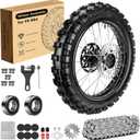 16'' Wheel 90/100-16 3.00-16 Dirt Bike Rear Tire Assembly for 125cc 140cc 150cc XR100 CRF150F KX100 KLX140 DRZ125 TTR125LE Baja DR125 DR150 Pit Bike Parts with Brake Rotor 428 Chain Sprocket