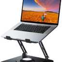 Laptop Stand for Desk, Adjustable Computer Stand with 360 Rotating Base, Ergonomic Laptop Riser for Collaborative Work, Foldable & Portable Laptop Stand, fits for All 10-16" Laptops (Black)