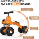 YGJT Baby Balance Bike for 1 Year Old Boy and Girl, Indoor Outdoor Non-Pedal Baby Walker Toys for 10-36 Months Toddlers, Silent Wheels, 1st Birthday Gift, Kids First Bike Tiger, Medium