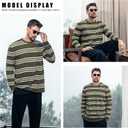 ZVX Striped Long Sleeve Shirt Men,Crewneck Mens Striped T Shirt, Classic Casual Top Light Green Stripes X-Large (Green, M)