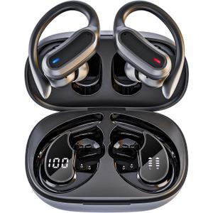 Wireless Earbuds, Bluetooth 5.4 Headphones, True Wireless Stereo Earphones with IPX7 Waterproof, Noise Cancelling Mic, Fast Charging and Comfort Fit Ear Buds for Sports/Workouts - Black