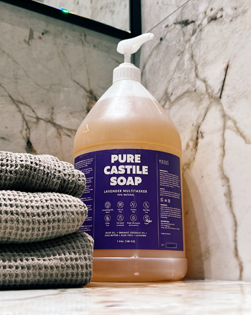 Skin Said Yes Lavander Castile Soap, Made in Greece, No Palm Oil, Vegan, Organic Castile Soap Liquid - 1 Gallon Multipurpose - Perfect for Body, Bath, Home or Laundry, Professional Pump Included