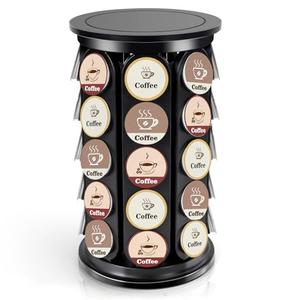 SAVORLIVING Coffee Pod Carousel Compatible with K-Cup Pods, K Cup Holder Holds 40 Coffee Capsule, New Modern Design for Kitchen Office Countertop or Coffees Station Organizer, Detachable (Black)