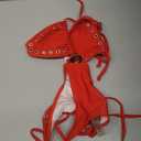 Luckydora Women's Thong Bikini Set Goth Two Piece Swimsuit Grommet Eyelet Bathing Suit Metal Pendant Red X-Small