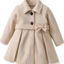 Toddler Baby Girl Clothes Jacket Coat Long Sleeve Solid Color Buttons Dress Coat Fall Winter Outfit T4