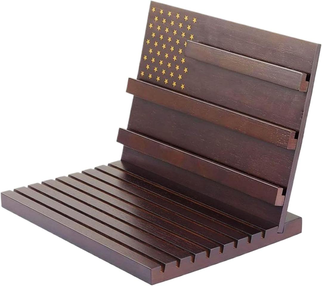 Coin Rack - Non-Slip Badge Holders for Collectors - Reusable Collection Shelf, Wooden Badge Organizer for Living Room, Bedroom, Study