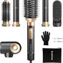 6 in 1 Hot Air Brush & Hair DryerHigh-Speed Hair Dryer Brush with Auto Wrap Curlers, Hot Air Styler Wrap Fast Drying & Frizz-Free Styling, No Heat Damage, Volumizing with Travel Bag (Black)