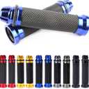 Universal 7/8" 22mm Motorcycle Handlebar Grips - Gel Rubber Compatible with Chopper, Cruiser, Street, Dirt Bike (Blue)