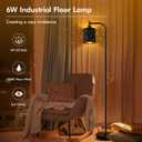 Gothic Industrial Floor Lamp with Starry Laser Cut Shade, 67" Black Metal Standing Lamp with 6W LED Bulb,Foot Switch, Perfect Halloween Spooky Home Decor,Tall Floor Lamp for Bedroom, Living Room,Black