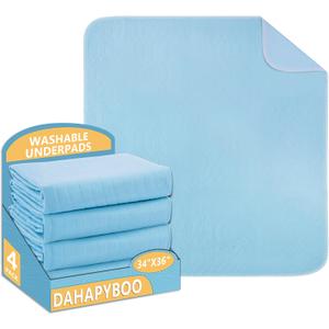 Washable Underpads, 34x36 4Pack Incontinence Bed Pads,Heavy Absorbency Reusable Bed Pads for Elderly,Kids,Adults and Pets,Bed Pads Washable Waterproof Quick Drying for Bed, Sofa, Floor