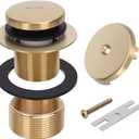 PRIMSOPH Tip-Toe Tub Drain Trim Kit with One Hole Overflow Faceplate Conversion Kit Assembly Universal Fine Coarse Thread Replacement Brushed Gold